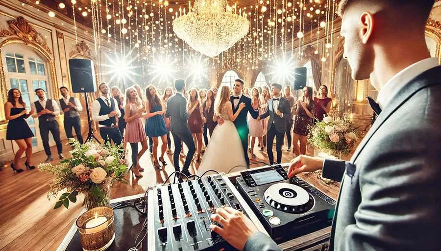 DJ Neno pušta glazbu na vjenčanju u Rijeci, gosti plešu i uživaju u veseloj atmosferi, DJ za vjenčanja Rijeka.